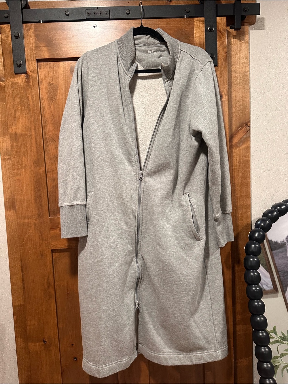 Duluth Trading Co Light Gray Zip-Front Shirt Jacket